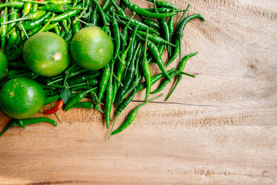 High angle view of fruits on table