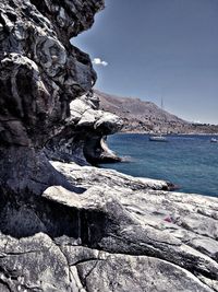 Scenic view of sea against clear sky