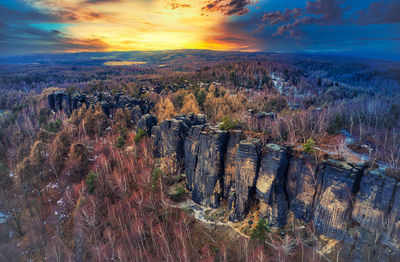 Aerial view of landscape against cloudy sky