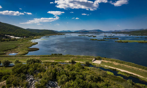 High angle view of sea against sky