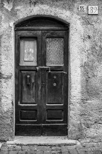 Closed door of old building