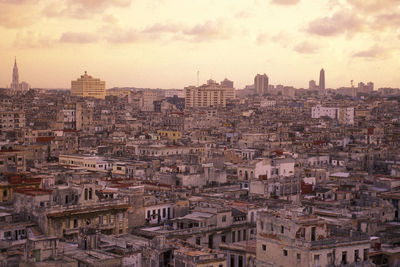 High angle view of buildings in city