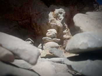 Close-up of rock on beach