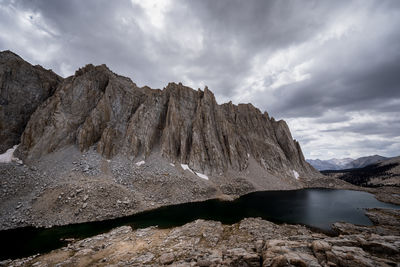 Scenic view of rocks in mountains against sky