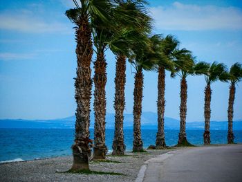 Scenic view of sea against blue sky