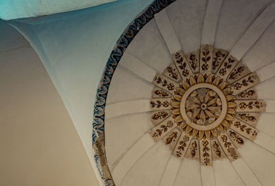 Low angle view of spiral staircase of building