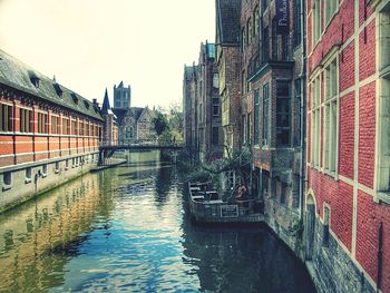View of canal in city