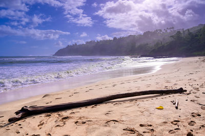 Scenic view of beach against sky