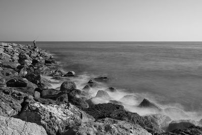 Scenic view of sea against clear sky