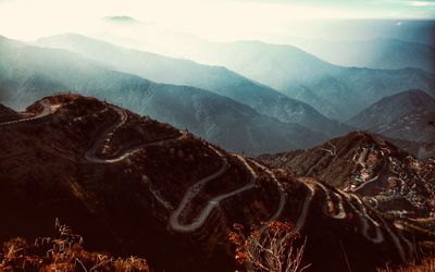 Panoramic view of mountains against sky