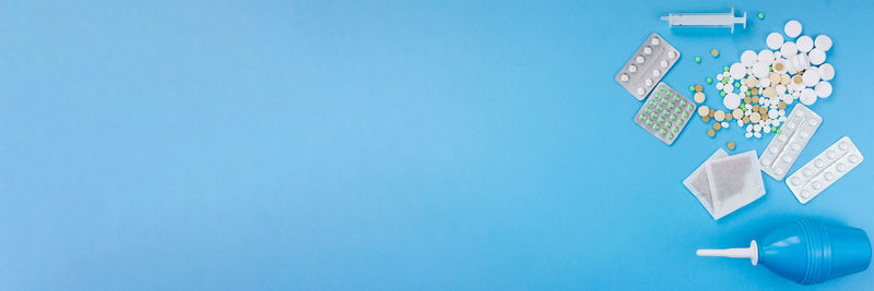 Close-up of paper against blue background