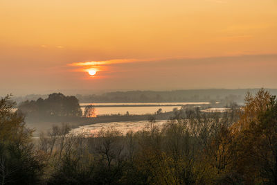 Sunset over nature reserve in autumn