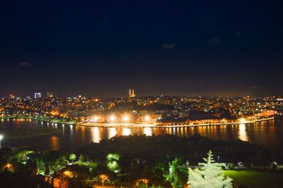 Illuminated cityscape at night