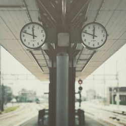 Close-up of clock on wall