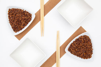 High angle view of coffee beans on table