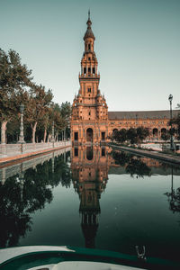 Reflection of buildings in water