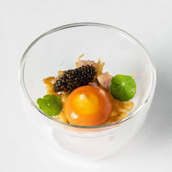 Close-up of food in glass on table