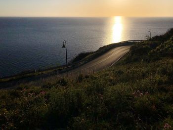 Scenic view of sea against sky during sunset