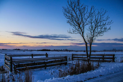 Scenic view of frozen sea against sky during sunset