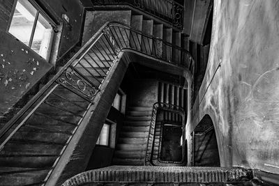 Low angle view of spiral staircase