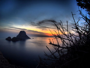 View of calm sea at sunset