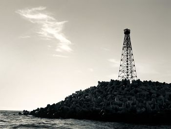 View of tower in sea