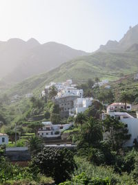 Town on mountain range