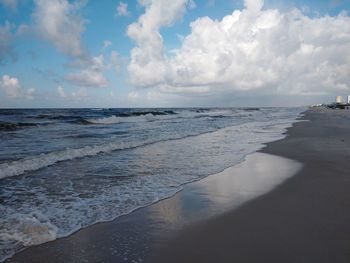 Scenic view of beach against sky