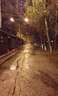 Illuminated road at night