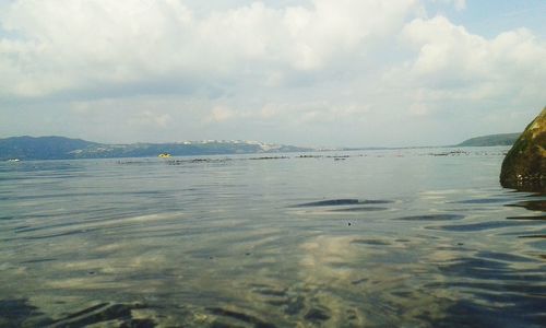 Scenic view of sea against cloudy sky