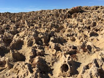 View of rock formations on land