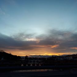 View of city at sunset