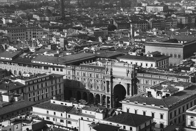 High angle view of buildings in town