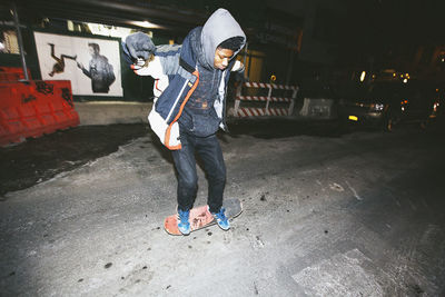 Young man skateboarding