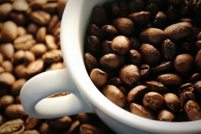 Close-up of coffee beans in bowl