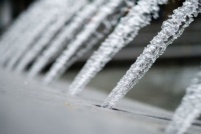 Close-up of frozen water