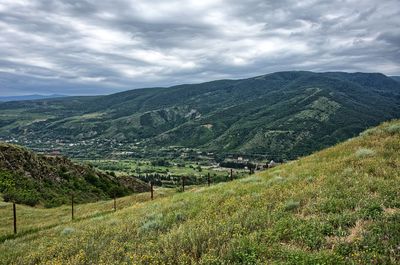 Scenic view of mountains against sky