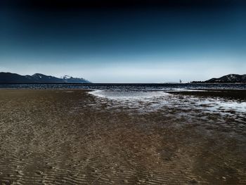 Scenic view of sea against clear sky