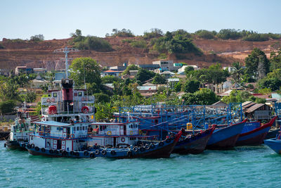 View of traditional fisherman boats in sea