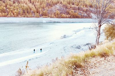 Scenic view of beach during winter