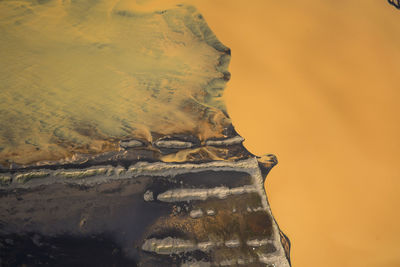 Close-up of statue against yellow background