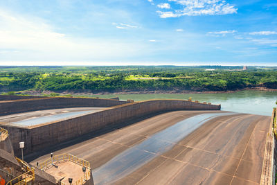 The spillway of itaipu hydroelectric dam for discharging excess water.