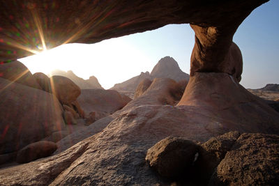 Scenic view of rock formation against sky