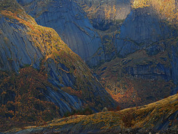 Scenic view of mountain range during autumn