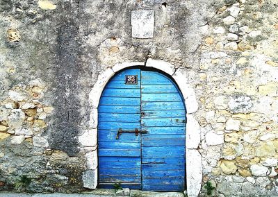 Closed blue door