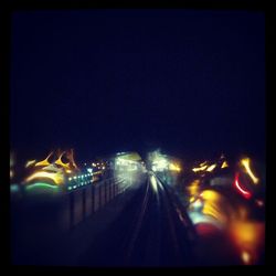 Light trails on road at night