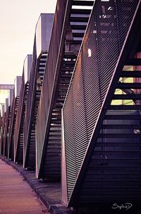 Close-up of staircase in city