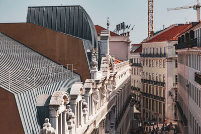 High angle view of buildings in city