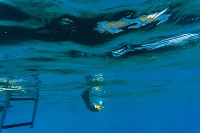 Close-up of man swimming in sea