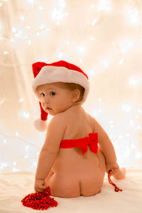 Cute baby girl wearing hat